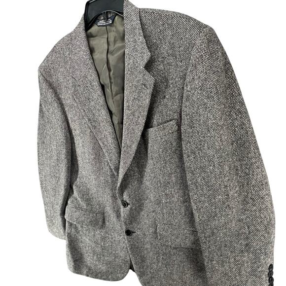 Lands End Sport Coat Jacket Mens 41R Gray Lambswool Tweed Lined Classic Business - Picture 2 of 16